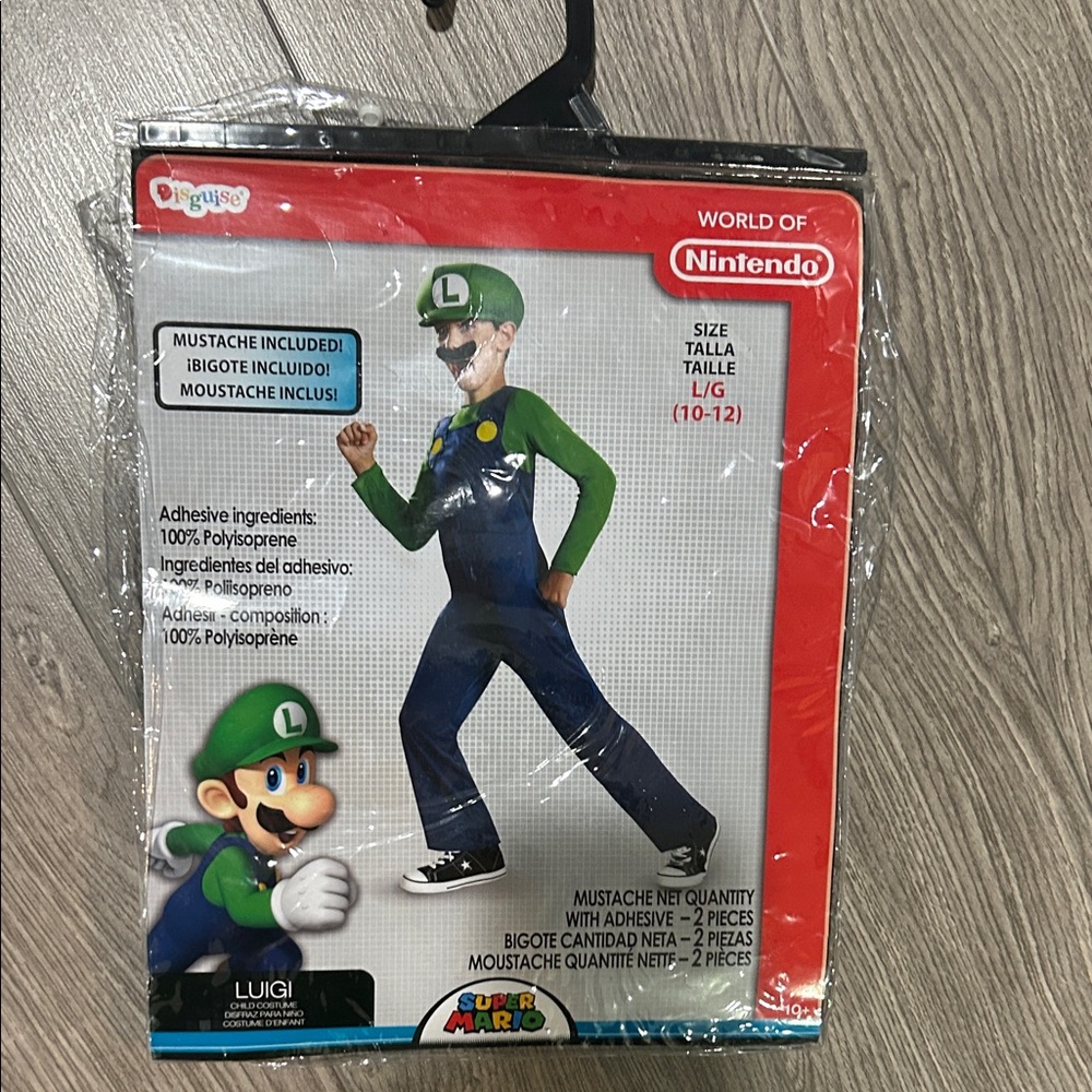 Nintendo Luigi Kids Costume kids size L/G (10-12)